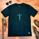 Camiseta Masculina Preta Aplique Cruz Jesus