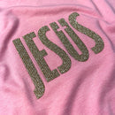 Camiseta Feminina Rosa Jesus Cruz Glitter