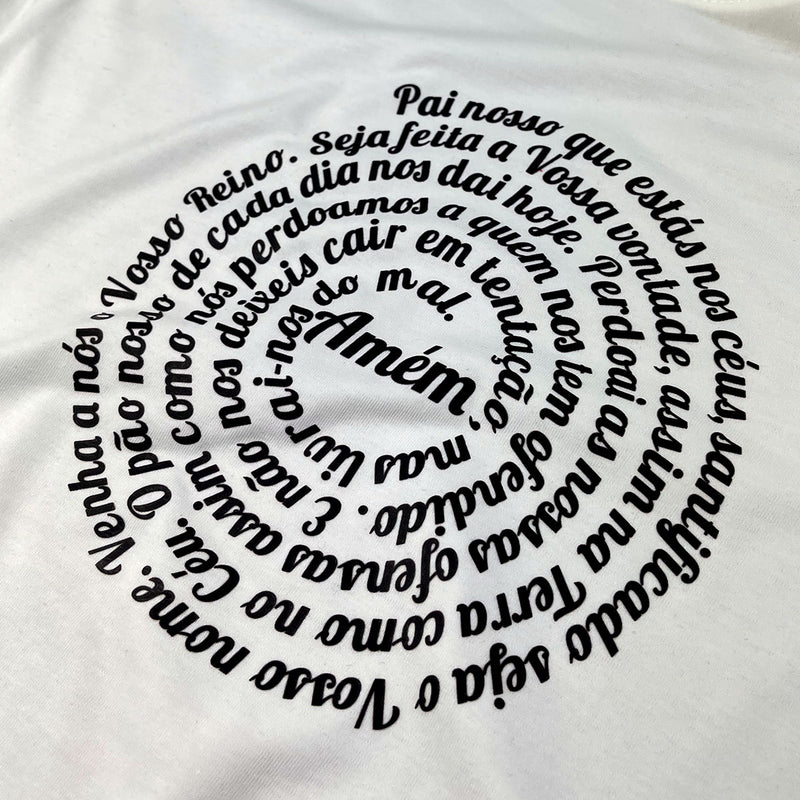 Camiseta Feminina Off White Oração Pai Nosso