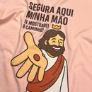 T-Shirt Infantil Salmão Segura Aqui Minha Mão
