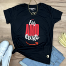 Camiseta Feminina Preta Eu Amo Cristo