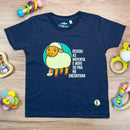 T-Shirt Infantil Azul Ovelha Deixou As Noventa E Nove
