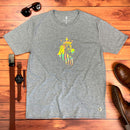 Camiseta Masculina Cinza Leão Coroa Aplique Dourado