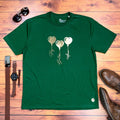 Camiseta Masculina Verde Coração Paz Amor Dourado