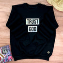 Moletom Preto Trust God Holográfico