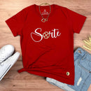 Camiseta Feminina Vermelha Sorte Dourado