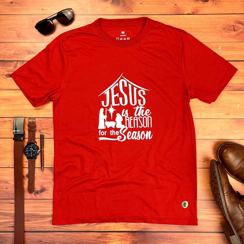 Camiseta Masculina Vermelha Jesus Is The Reason For The Casa