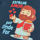 T-Shirt Infantil Preta Espalhe Amor Por Onde For