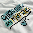 T-Shirt Infantil Branca Chicletinho da Mamãe Azul