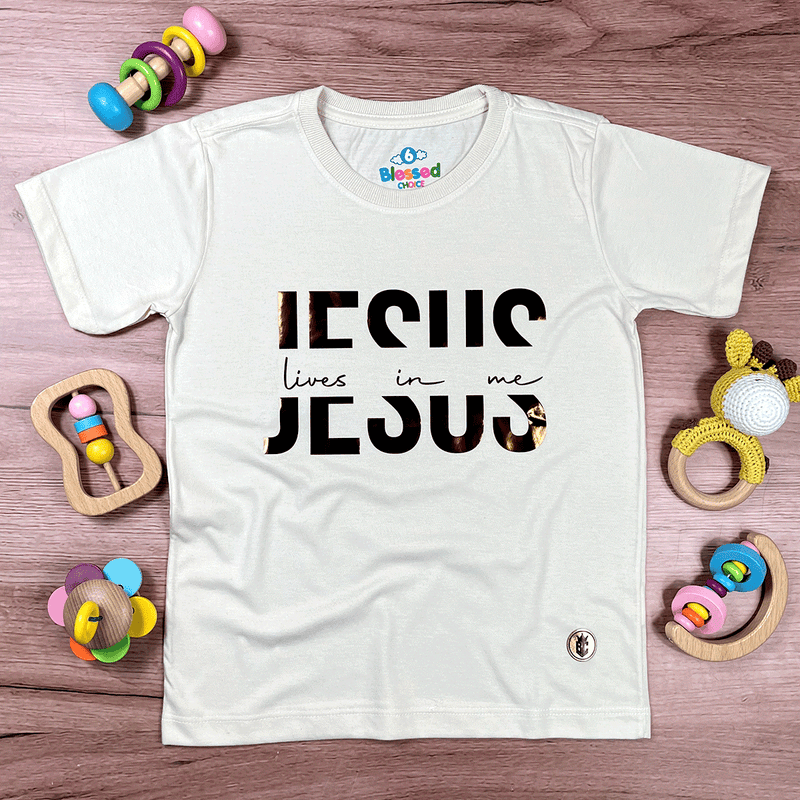 T-Shirt Infantil Off White Jesus Lives In Me