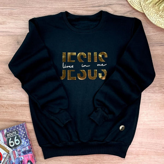 Moletom Preto Jesus Lives in Me