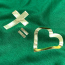 T-Shirt Infantil Verde Cruz Igual Coração Dourado