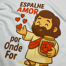 T-Shirt Infantil Off White Espalhe Amor Por Onde For