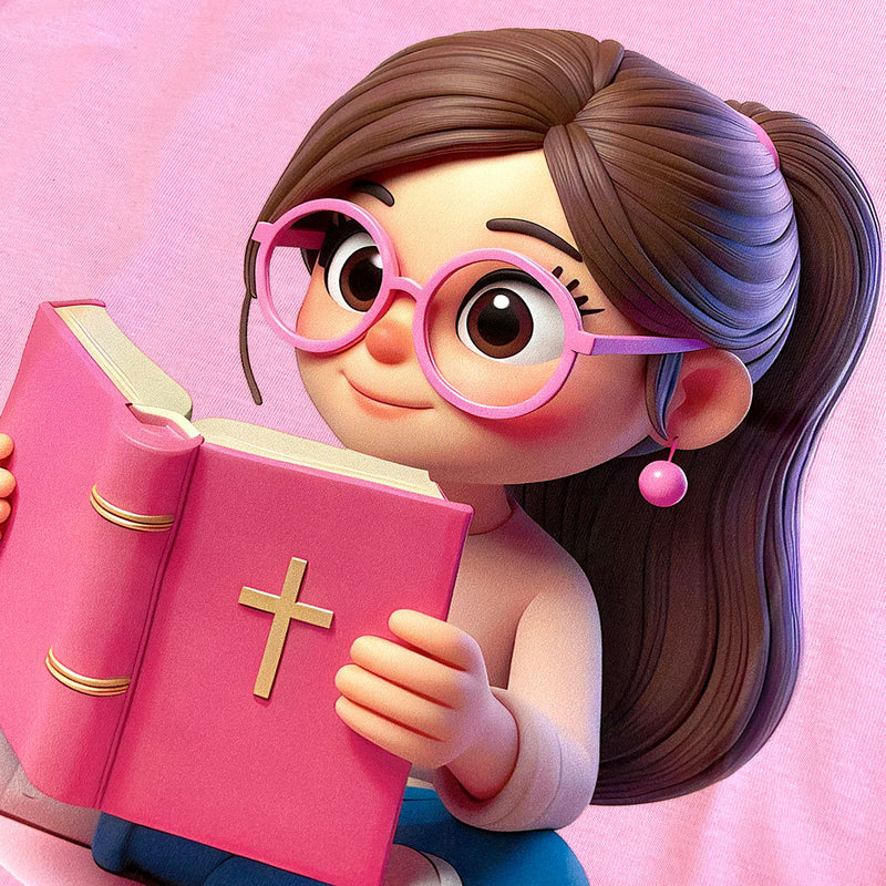 T-Shirt Infantil Rosa Menina Bíblia