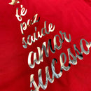 Camiseta Feminina Vermelha Árvore Fé Paz Dourado