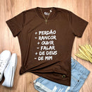 Camiseta Feminina Marrom Mais Perdão Menos Rancor
