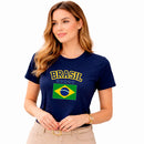 Camiseta Feminina Azul Brasil Bandeira
