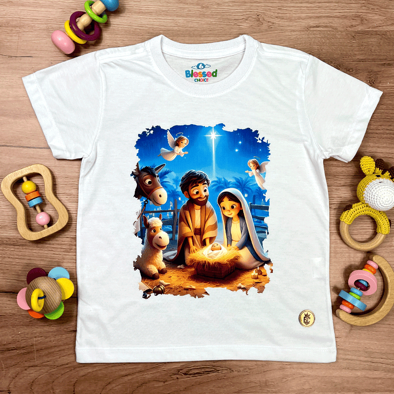 T-Shirt Infantil Branca Nascimento De Jesus