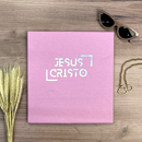 Camiseta Feminina Rosa Jesus Cristo Holográfico