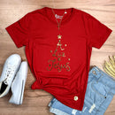 Camiseta Feminina Vermelha A Luz é Jesus Dourado