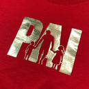 Camiseta Masculina Vermelha Pai Filhos Dourado