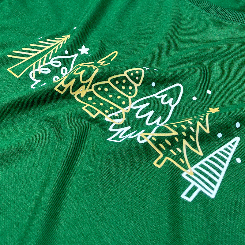 Camiseta Feminina Verde Árvores Natal