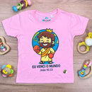 T-Shirt Infantil Rosa Eu Venci o Mundo