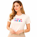 Camiseta Feminina Off White  Forte & Corajosa