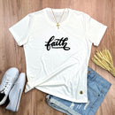 Camiseta Feminina Off White Aplique Faith