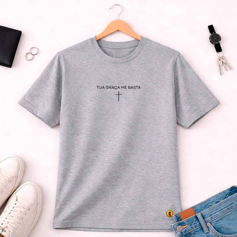 Camiseta Masculina Cinza Tua Graça Me Basta