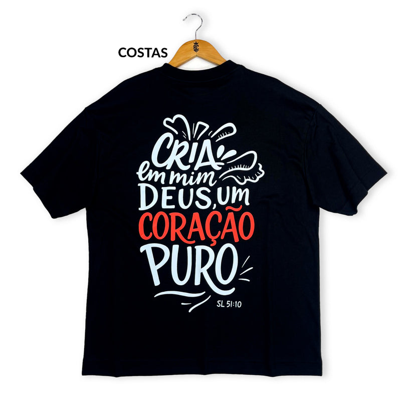 Oversized Preta Full Cria Em Mim Deus Um Coração Puro
