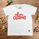 T-Shirt Infantil Branca Merry Christmas Chapéu