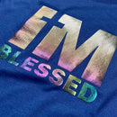 Camiseta Masculina Azul Aplique Camaleão IM Blessed