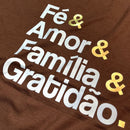Camiseta Feminina Marrom Fé & Amor Dourado