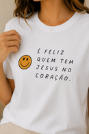 Camiseta Feminina Branca Jesus no Coração