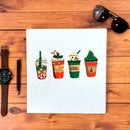 Camiseta Masculina Branca Copos De Natal