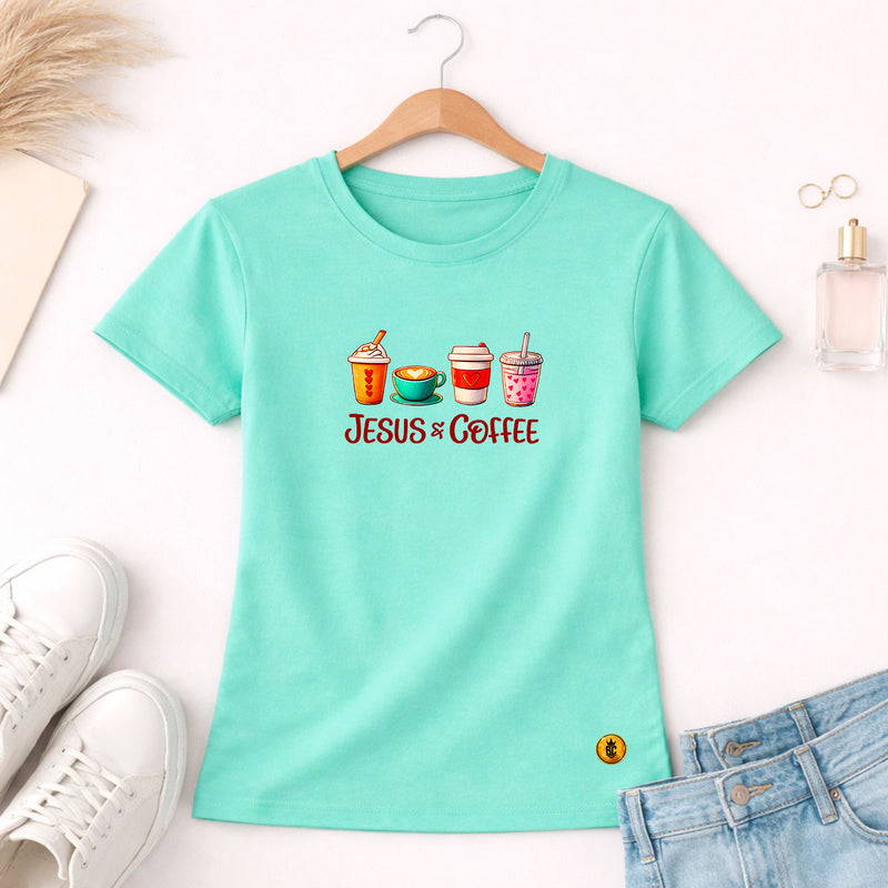 Camiseta Feminina Verde Menta Jesus & Coffee