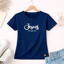 Camiseta Feminina  Azul Jesus Best Gift Ever Veludo