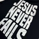 Moletom Canguru Com Capuz Preto Jesus Never Fails