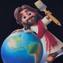 T-Shirt Infantil Preta Jesus Pintor Do Mundo