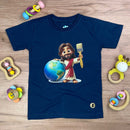 T-Shirt Infantil Azul Jesus Pintor Do Mundo