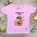 T-Shirt Infantil Rosa Armadura De Deus