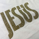 Camiseta Feminina Branca Jesus Cruz Glitter