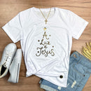 Camiseta Feminina Branca A Luz é Jesus Dourado