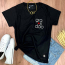 Camiseta Feminina Preta Gratidão Coração