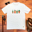 Camiseta Masculina Branca Copos De Natal