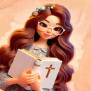 T-Shirt Infantil Salmão Garota Bíblia Branca