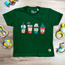 T-Shirt Infantil Verde Copos De Natal