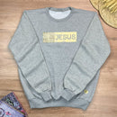 Moletom Cinza Aplique Jesus Glitter Dourado
