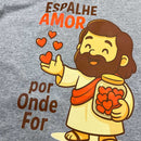 T-Shirt Infantil Cinza Espalhe Amor Por Onde For